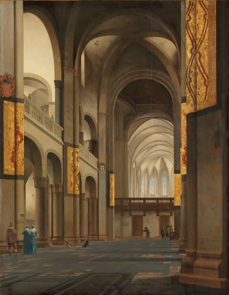The Nave and Choir of the Mariakerk in Utrecht, seen from the West, by Pieter Jansz Saenredam, oil, 1641