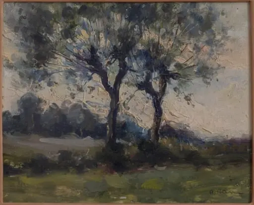 Peisaj cu doi copaci, by Aurel Băeșu, 1850