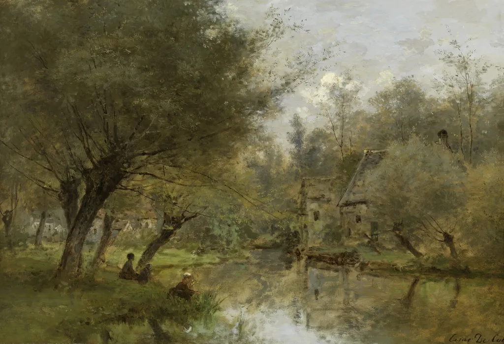 Landscape near Saint-Germain-en-Laye, by César de Cock, oil, 1890