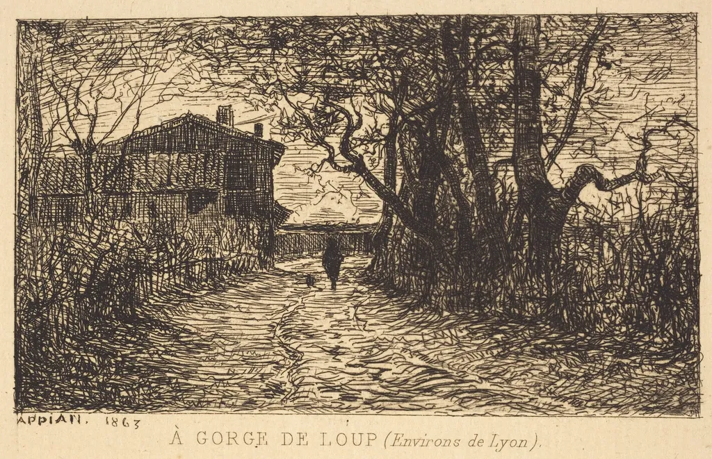 A Gorge de Loup, by Adolphe Appian, ink, 1863