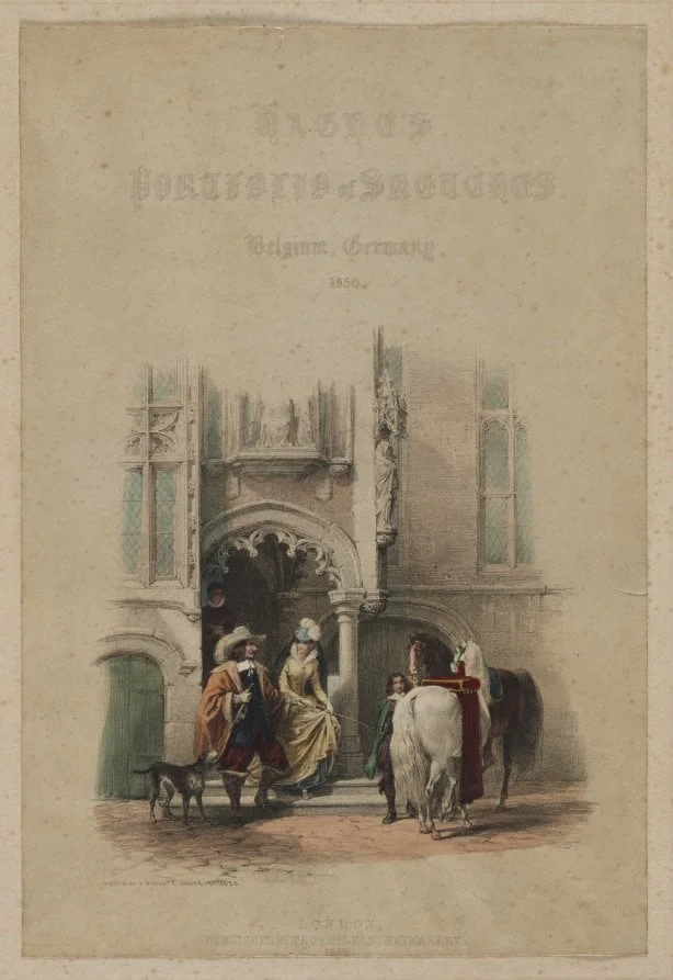 Haghe's Portfolio of Sketches. Belgium. Germany, vol. III: Title Page, on a door, part of a view, Porch of a Private House, Bruges, detail