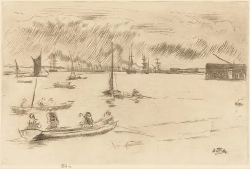 The Thames Towards Erith, by James McNeill Whistler, ink, 1877