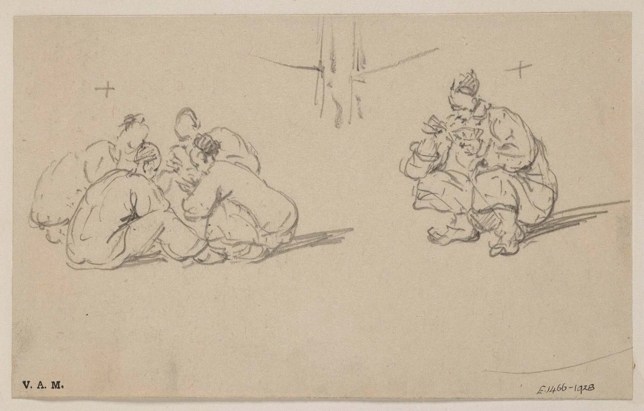 Seated Chinese men, detail