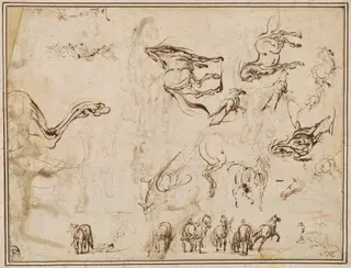 Studies of Horses [verso], by Jacques Callot, ink, 1612