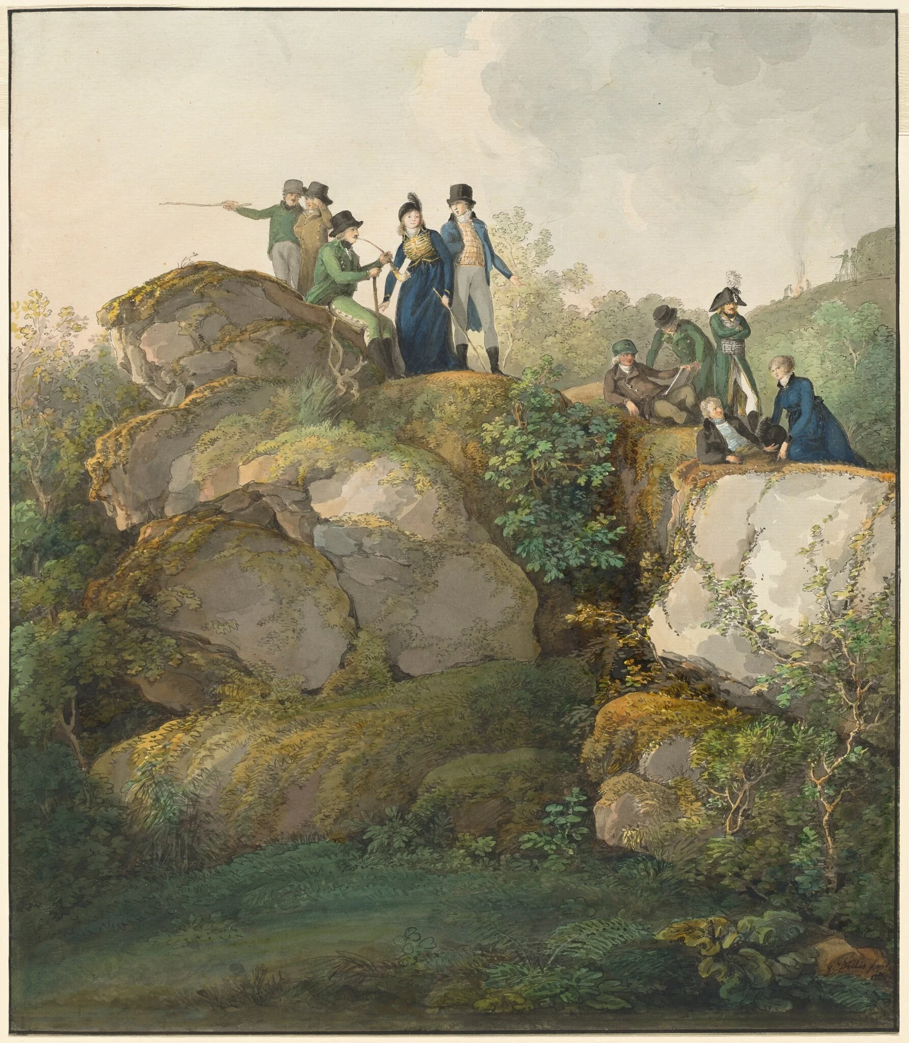 A Royal Party Admiring the Sunset atop the Hesselberg Mountain, detail