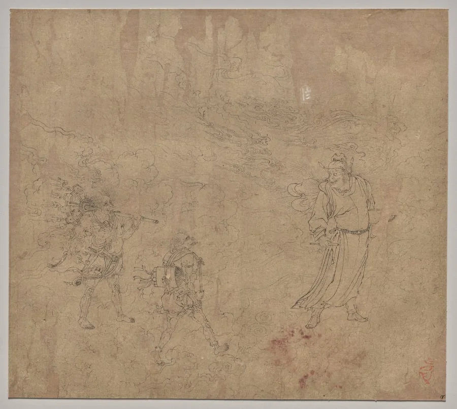 Album of Daoist and Buddhist Themes: Procession of Daoist Deities: Leaf 18, detail