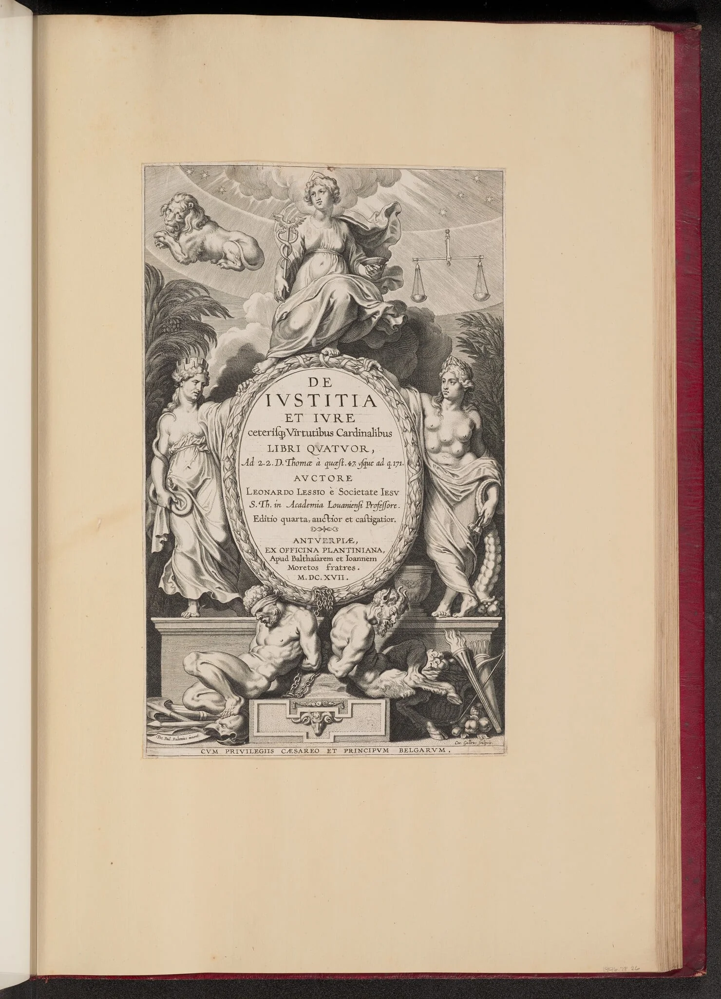 Title Page for Leonard Lessius, De Ivstitia et Ivre..., detail