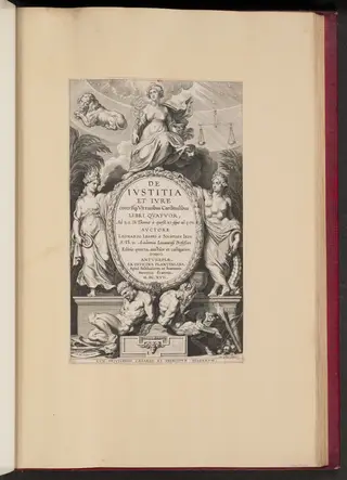 Title Page for Leonard Lessius, De Ivstitia et Ivre..., by Cornelis Galle I, ink, 1617