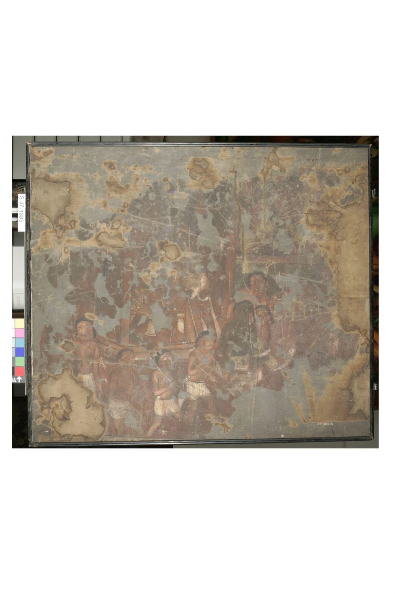 Copy of painting inside the caves of Ajanta (cave 17), detail