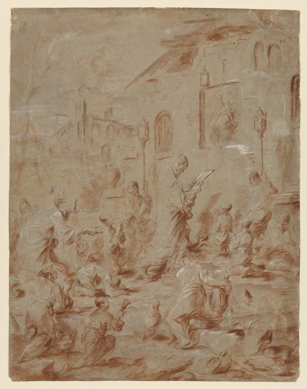 Worshippers at a Street Shrine, by Alessandro Magnasco, 1735