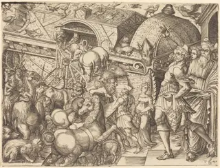 Noah's Ark, by Pierre II Woeiriot de Bouzey, ink, 1566