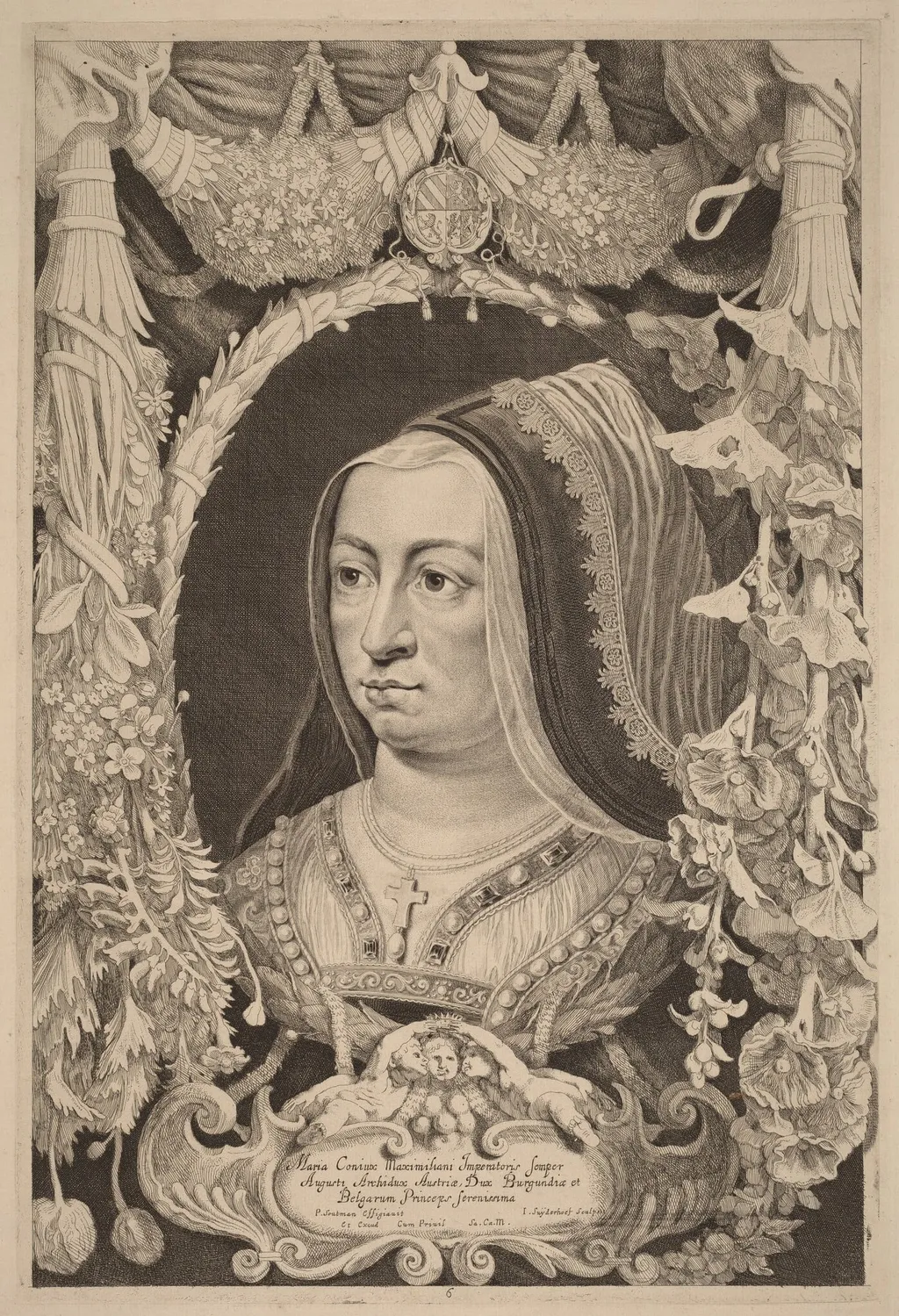 Maria of Burgundy, Empress and Wife of Maximilian I, by Jonas Suyderhoff, ink, 1650