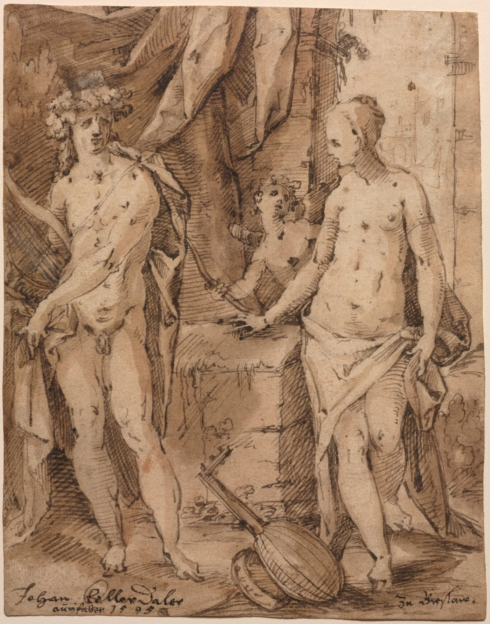Apollo with Erato and Cupid, detail