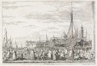 Views:  The Market on the Molo, by Canaletto, 1740