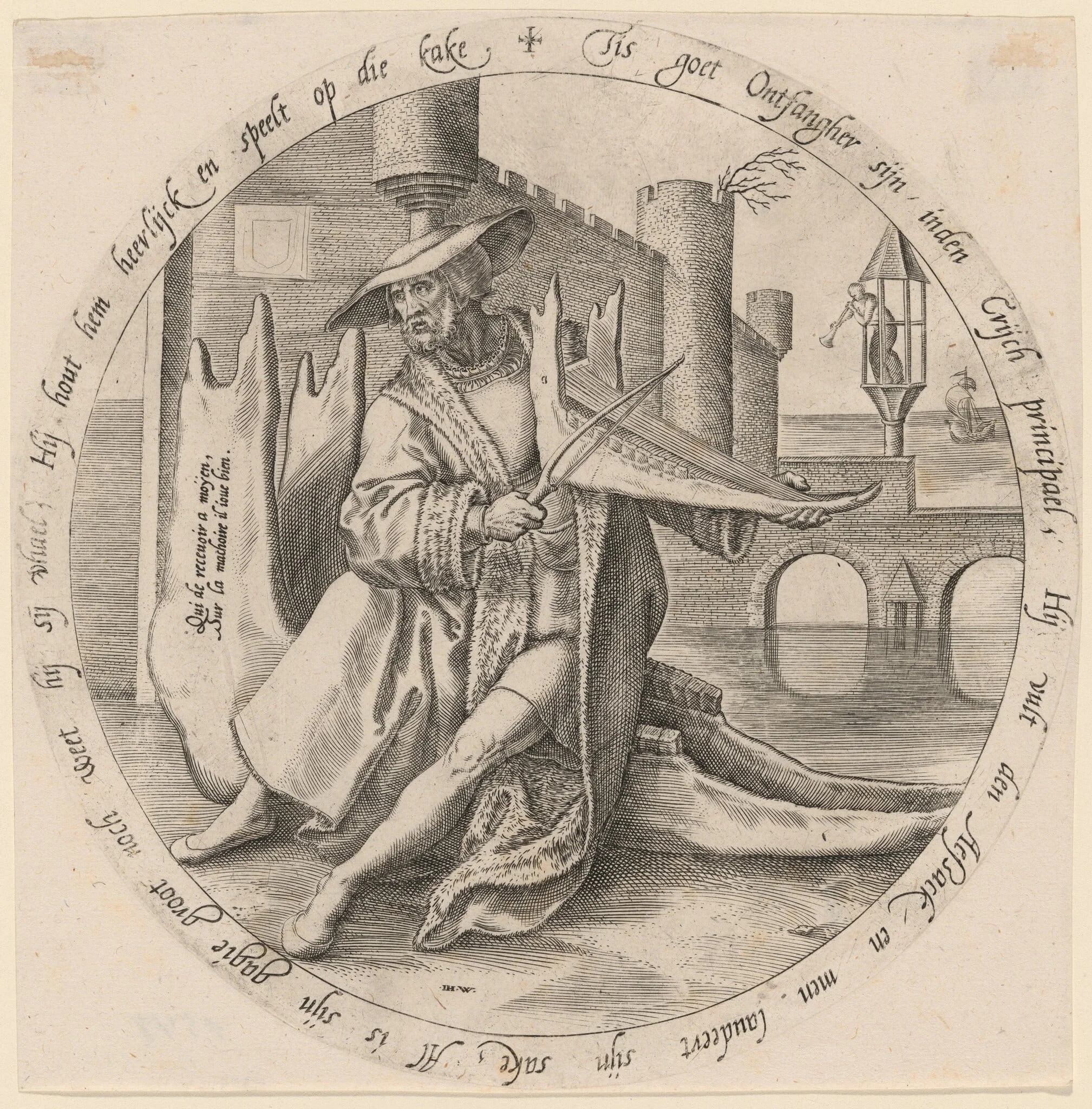 The Rich Man Playing Violin on a Jaw Bone, detail