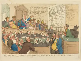 Boney's Trial, Sentence, and Dying Speech, by Thomas Rowlandson, ink, 1815