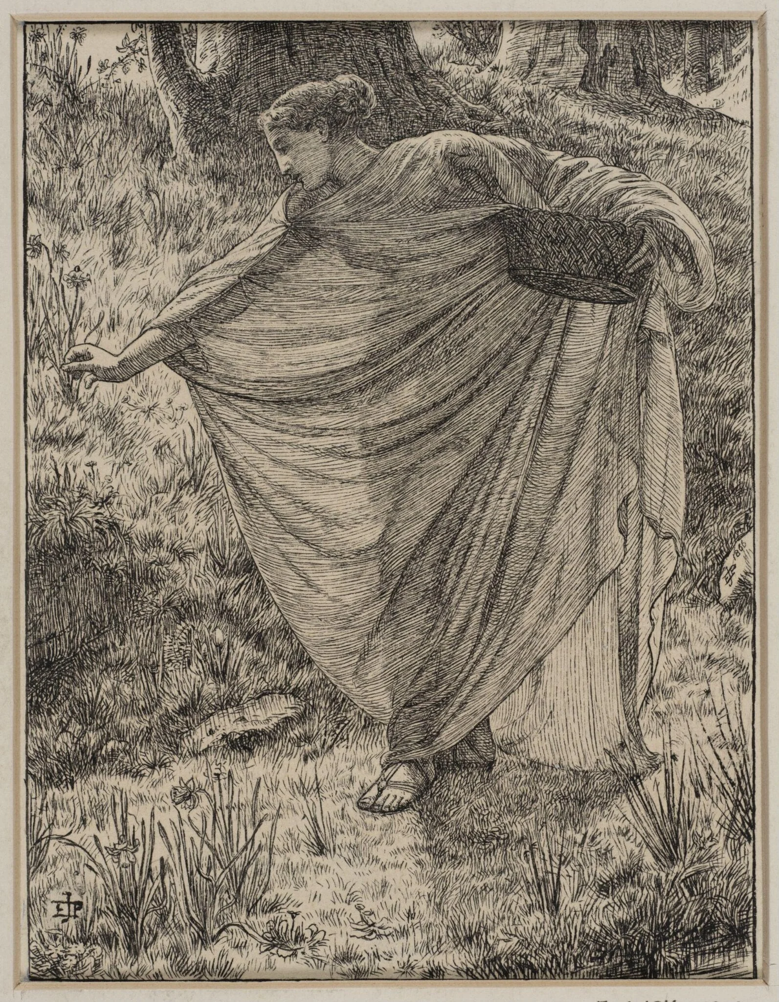 Original drawing for an illustration to "Persephone," in "Poems by Jean Ingelow", detail