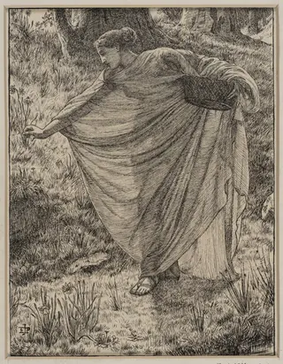Original drawing for an illustration to "Persephone," in "Poems by Jean Ingelow", by Edward John, Sir Poynter, 1867