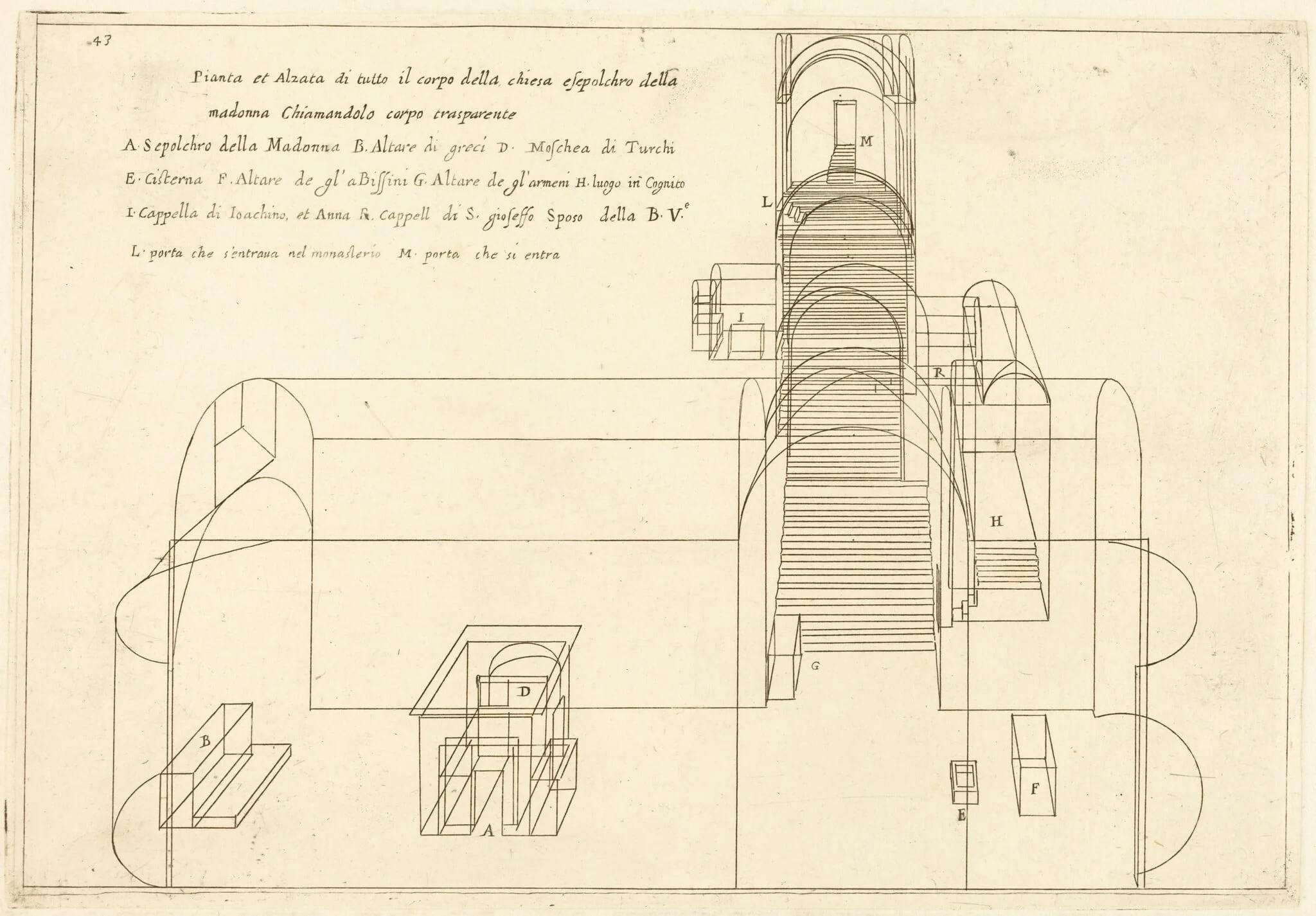 Plan and Elevation of the Church of the Madonna's Sepulchre, detail