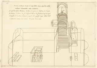 Plan and Elevation of the Church of the Madonna's Sepulchre, by Jacques Callot, ink, 1619