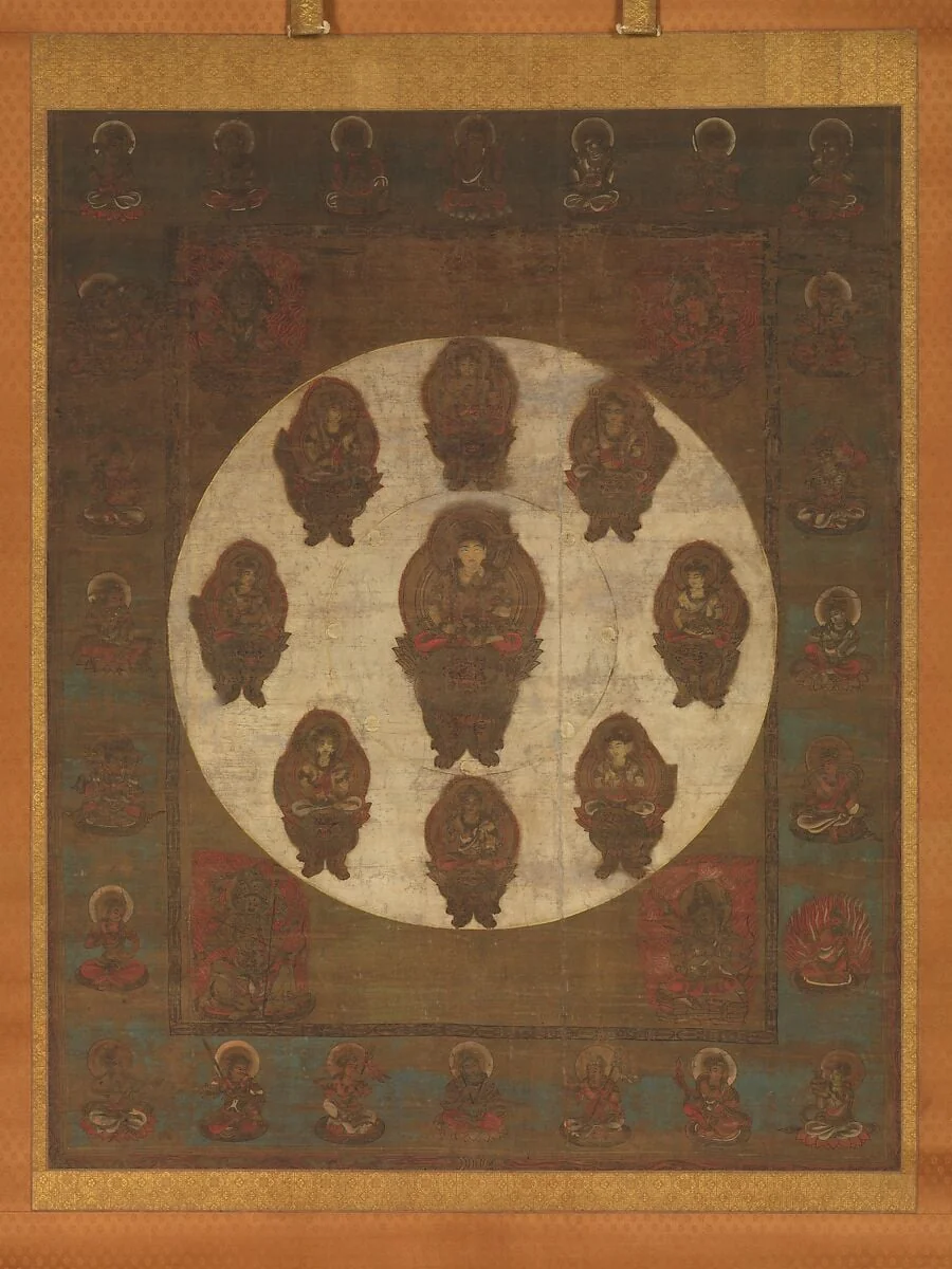 八字文殊曼荼羅図|Mandala of the Bodhisattva Monju (Manjushri) of the Eight Syllables, detail
