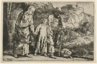 Christ Returning from the Temple with His Parents, by Rembrandt van Rijn, ink, 1654