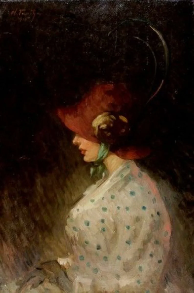 Portret de femeie din profil, detail