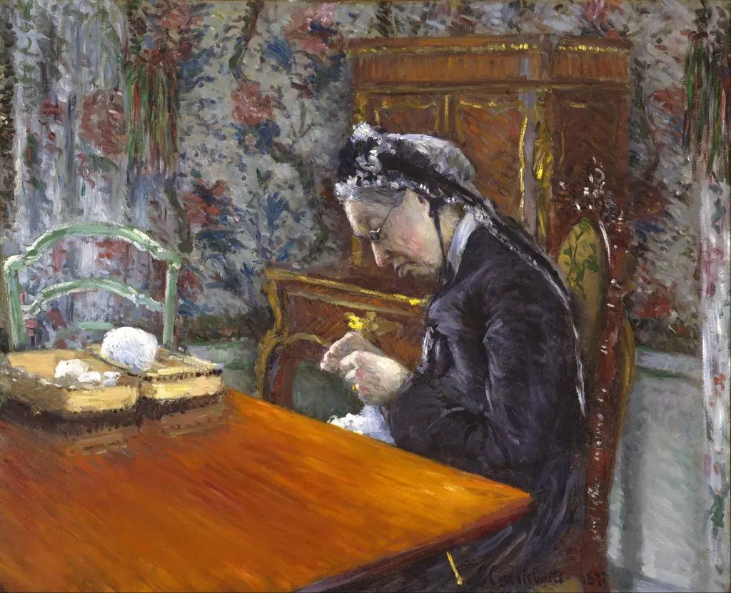 Mademoiselle Boissière Knitting, by Gustave Caillebotte, oil, 1889