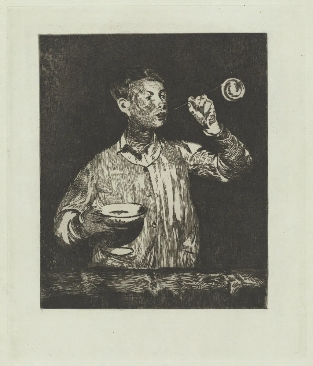 The Boy with Soap Bubbles (L'enfant aux bulles de savon), by Édouard Manet, ink, 1868