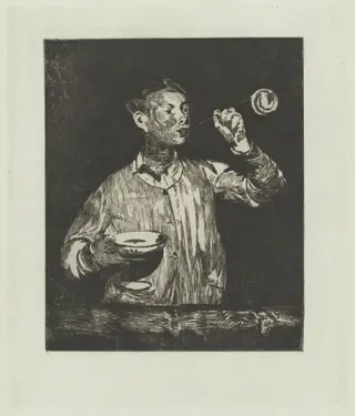 The Boy with Soap Bubbles (L'enfant aux bulles de savon), by Édouard Manet, ink, 1868