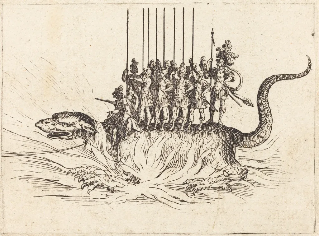 Entry of Monseigneur Henry de Lorraine, Marquis de Moy, under the Name of Pirandre, by Jacques Callot, ink, 1627