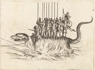 Entry of Monseigneur Henry de Lorraine, Marquis de Moy, under the Name of Pirandre, by Jacques Callot, ink, 1627