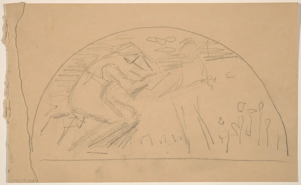 Study for a Lunette [recto], by Charles Sprague Pearce, graphite, 1894