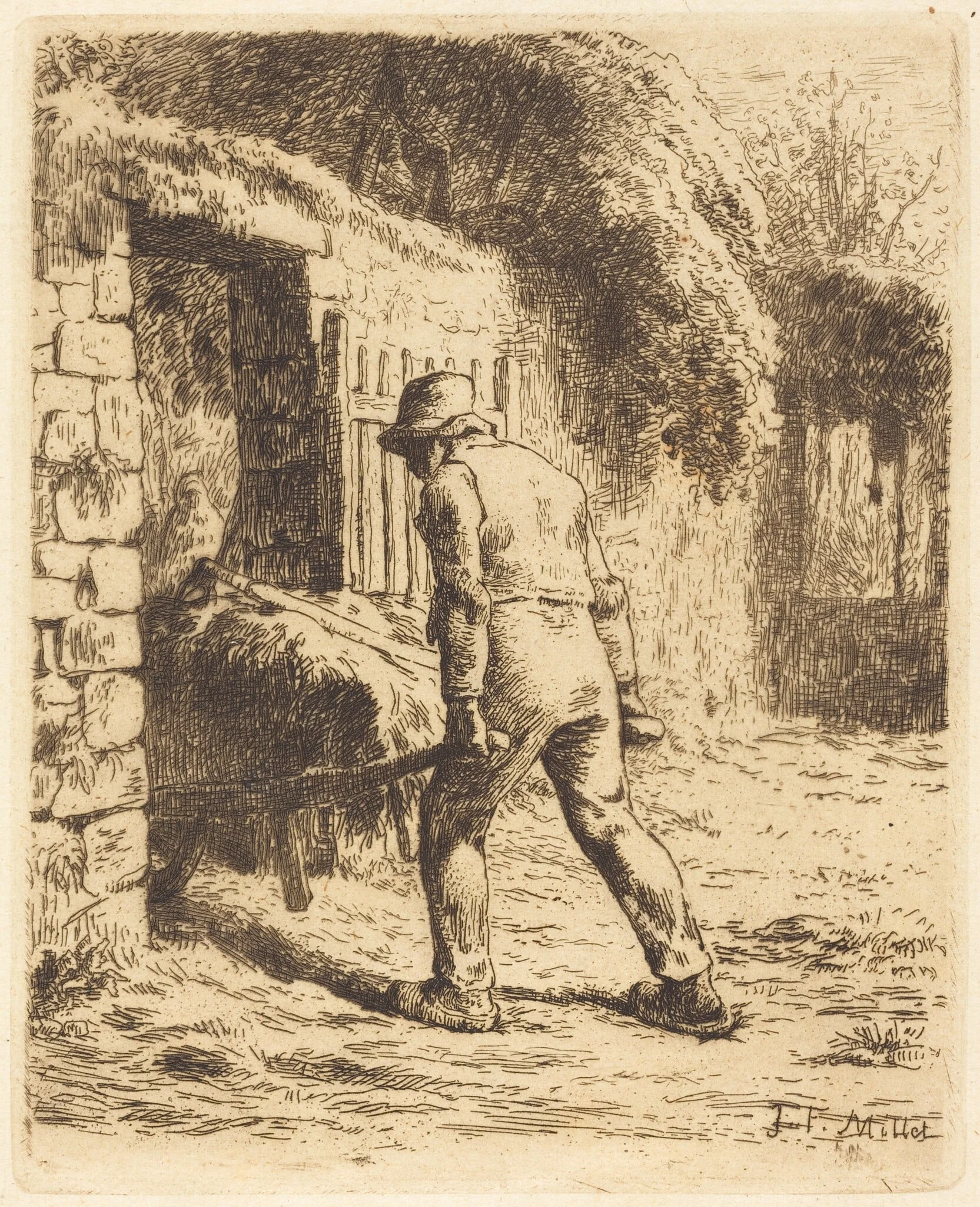 Man with Wheelbarrow (Le paysan rentrant du fumier), detail