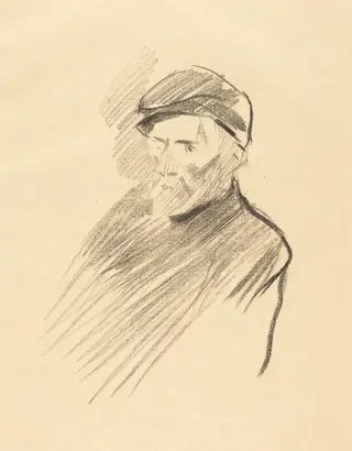 Portrait de Renoir (1ère planche) (Portrait of Renoir) (first plate), by Jean-Louis Forain, ink, 1905