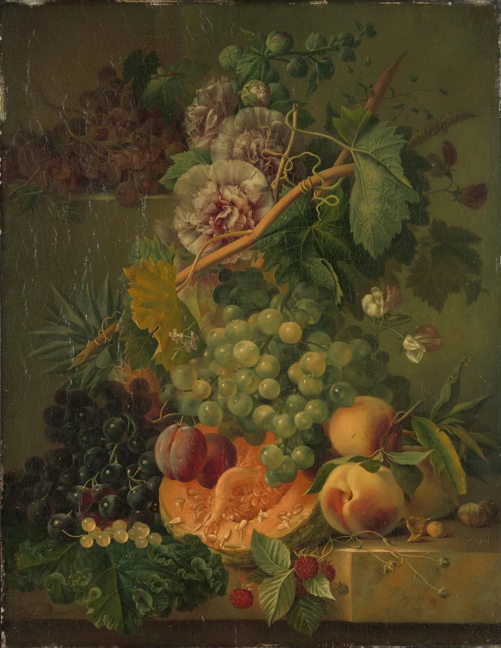 Still Life with Flowers and Fruits, by Albertus Jonas Brandt, unspecified, 1816