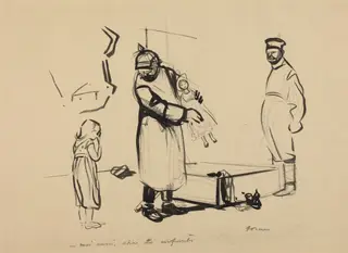 Nach Paris.  -moi aussi, chai des enfants, by Jean-Louis Forain, ink, 1916