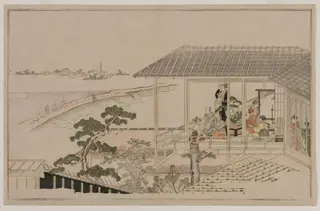 Moonrise Over the Nihon Embankment and the Yoshiwara, by Kitagawa Utamaro, 1790