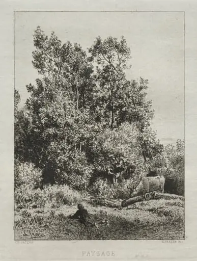 Landscape, by Charles Jacque, 1864