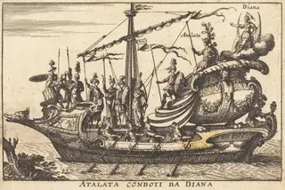 Atalata condoti da Diana, by Balthasar Moncornet, ink, 1634