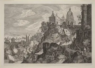 Rocky Landscape in Bohemia, by Aegidius Sadeler II, ink, 1600