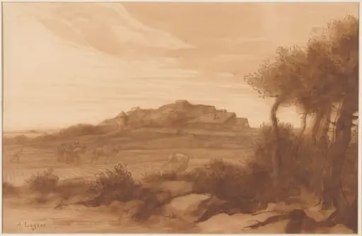 Landscape, by Alphonse Legros, ink, 1874