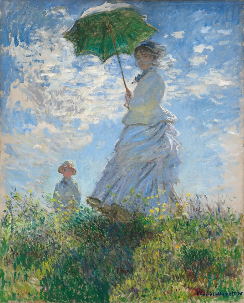 Woman with a Parasol - Madame Monet and Her Son, by Claude Monet, oil, 1875