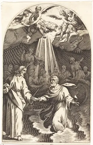 Christ Walking on the Water [first plate], by Jacques Callot, ink, 1610