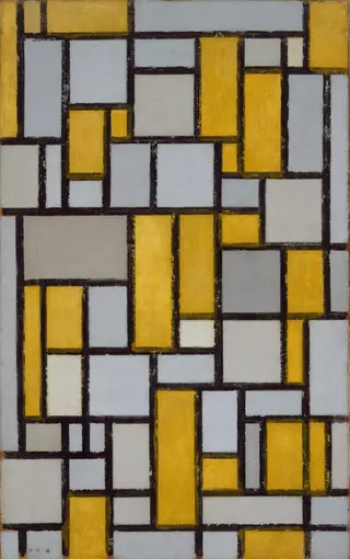 Composition with Grid 1, by Piet Mondrian, oil, 1918
