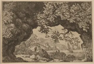 View through a Pierced Rock, by Allart van Everdingen, ink, 1650