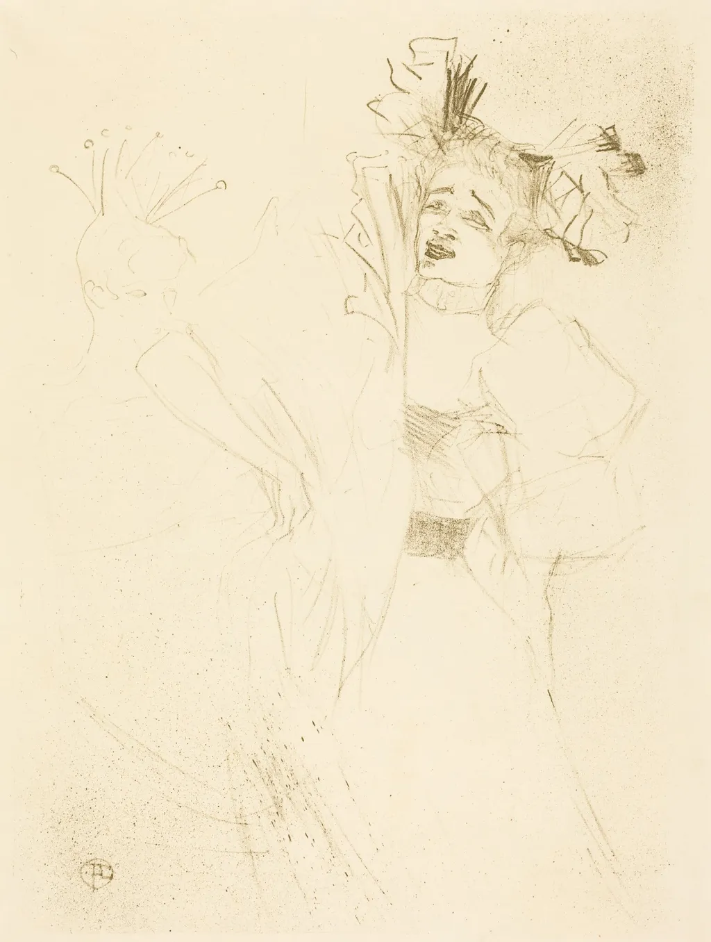 Lender Full Face in "Chilperic" (Lender de face dans "Chilpéric"), by Henri de Toulouse-Lautrec, ink, 1895
