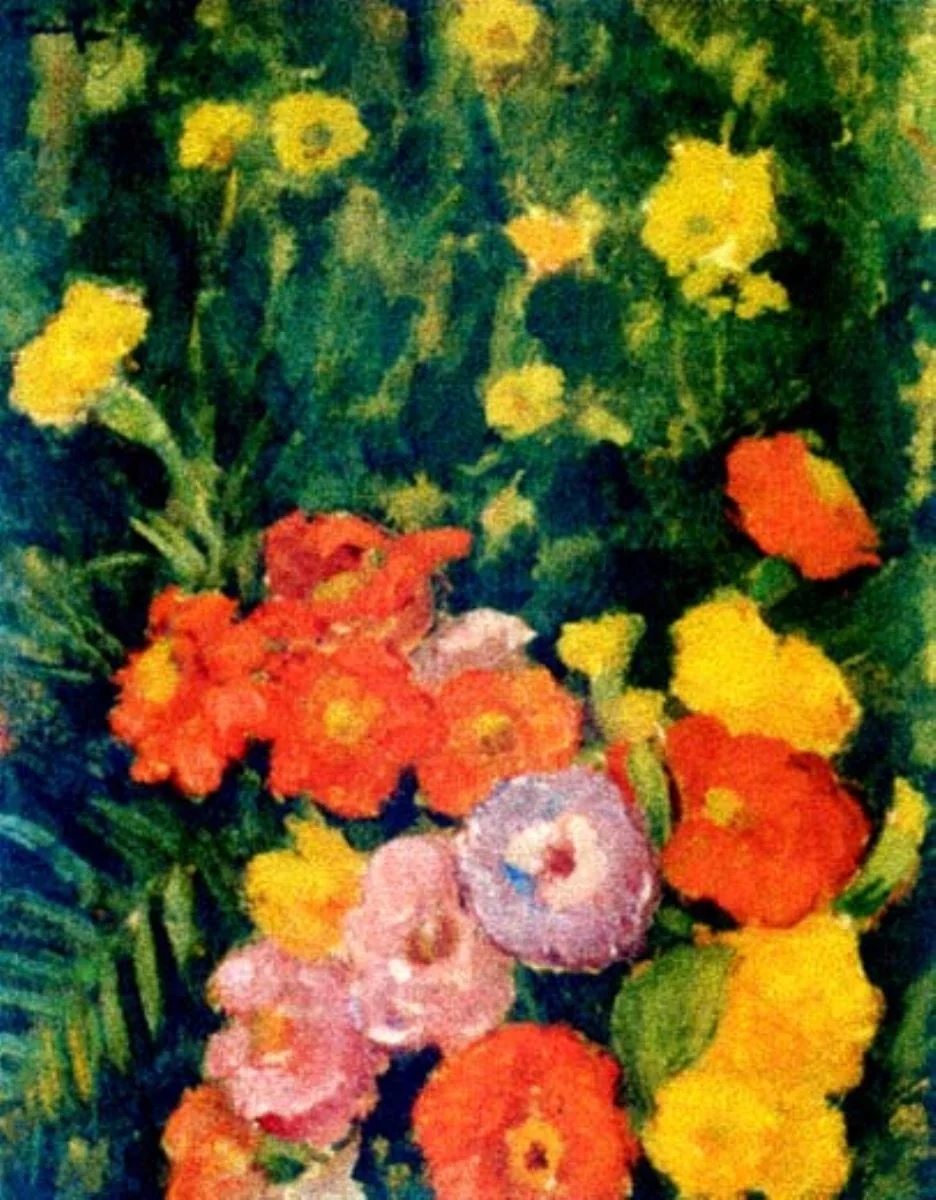Flori și ferigă, detail