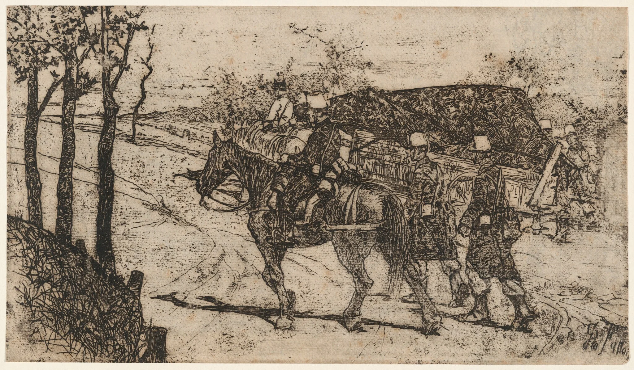 a) Artillery on Mission (recto); b) Artillery on Mission (verso) (Artiglieria da campagna), detail