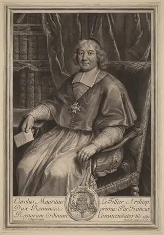 Charles-Maurice Le Tellier, by Gerard Edelinck, ink, 1674